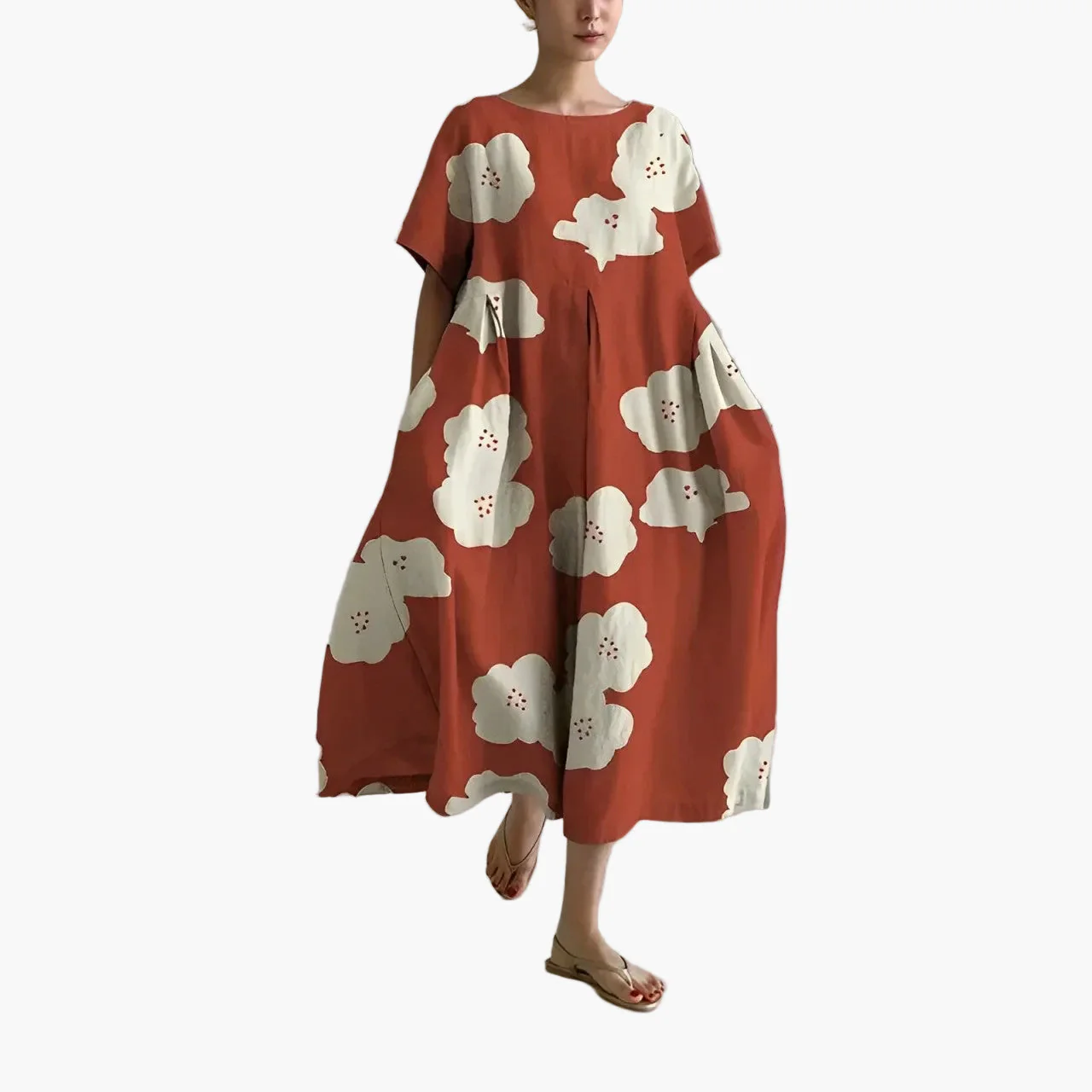Robe décontractée imprimée fleurie pour femme, style ample et moderne, idéale pour l'été - Image 8