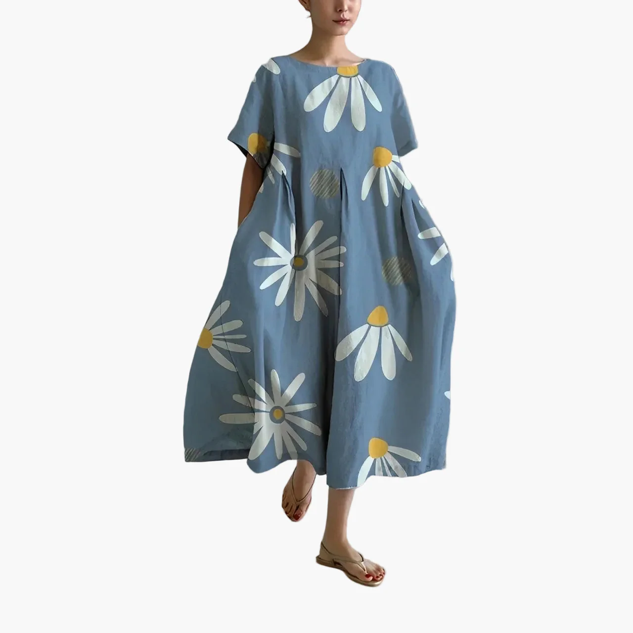 Robe décontractée imprimée fleurie pour femme, style ample et moderne, idéale pour l'été - Image 9