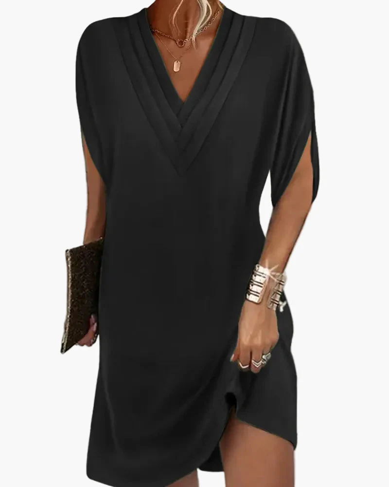 Robe élégante décontractée pour femme à manches fendues – Style chic polyvalent - Image 2