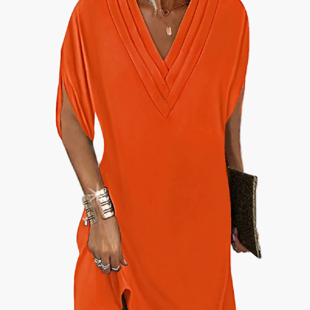 Robe élégante décontractée pour femme à manches fendues – Style chic polyvalent - Image 4