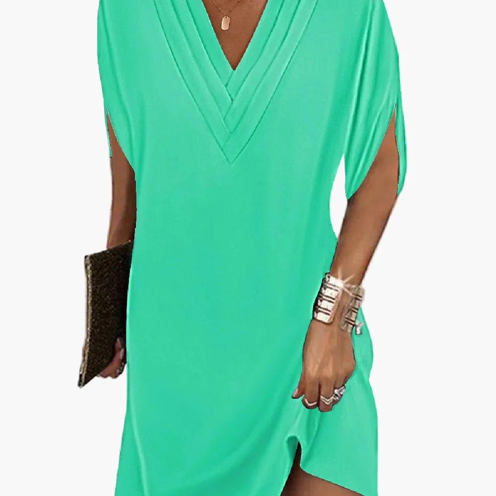 Robe élégante décontractée pour femme à manches fendues – Style chic polyvalent - Image 5