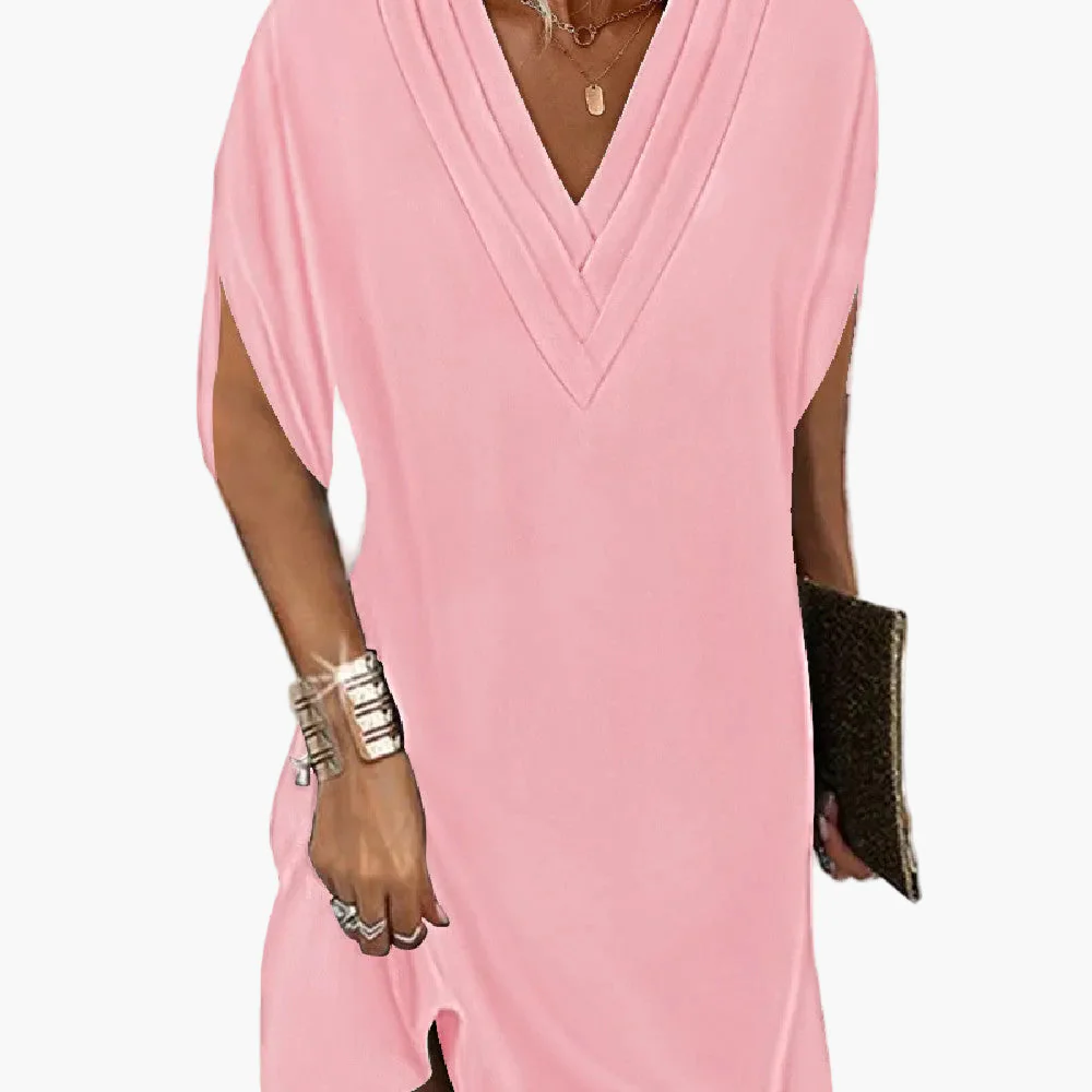 Robe élégante décontractée pour femme à manches fendues – Style chic polyvalent - Image 6