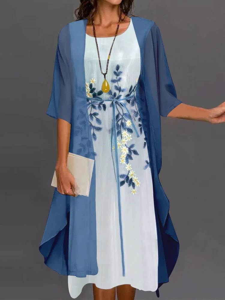 Robe élégante deux pièces style soirée pour femme, ensemble chic avec veste fluide, idéal cérémonies et événements - Image 4