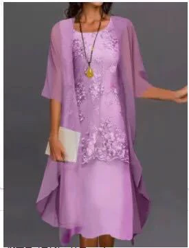 Robe élégante deux pièces style soirée pour femme, ensemble chic avec veste fluide, idéal cérémonies et événements - Image 5