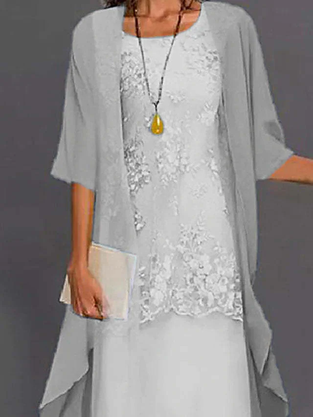 Robe élégante deux pièces style soirée pour femme, ensemble chic avec veste fluide, idéal cérémonies et événements - Image 6