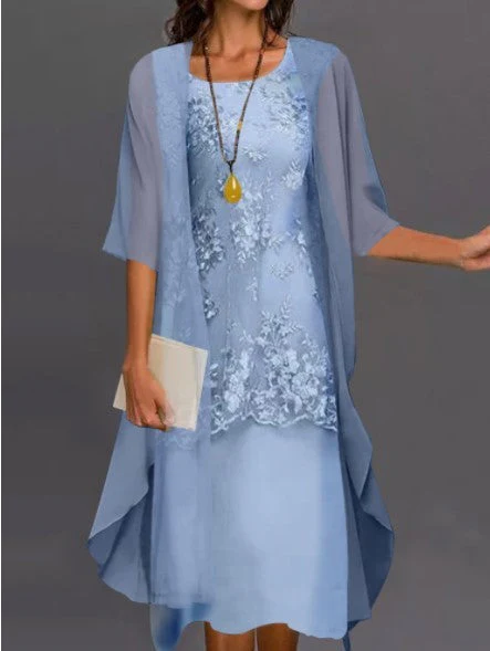 Robe élégante deux pièces style soirée pour femme, ensemble chic avec veste fluide, idéal cérémonies et événements - Image 7