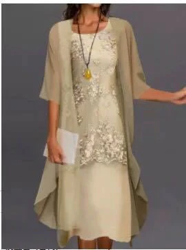 Robe élégante deux pièces style soirée pour femme, ensemble chic avec veste fluide, idéal cérémonies et événements - Image 8