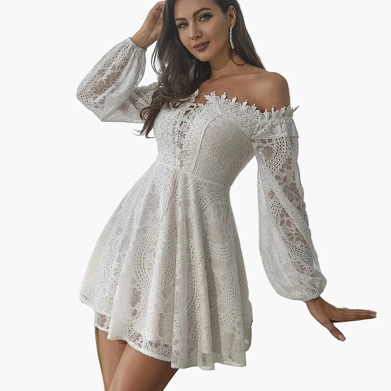 Robe élégante à épaules dénudées style bohème pour femme – Soirée, cocktail, printemps/été - Image 11