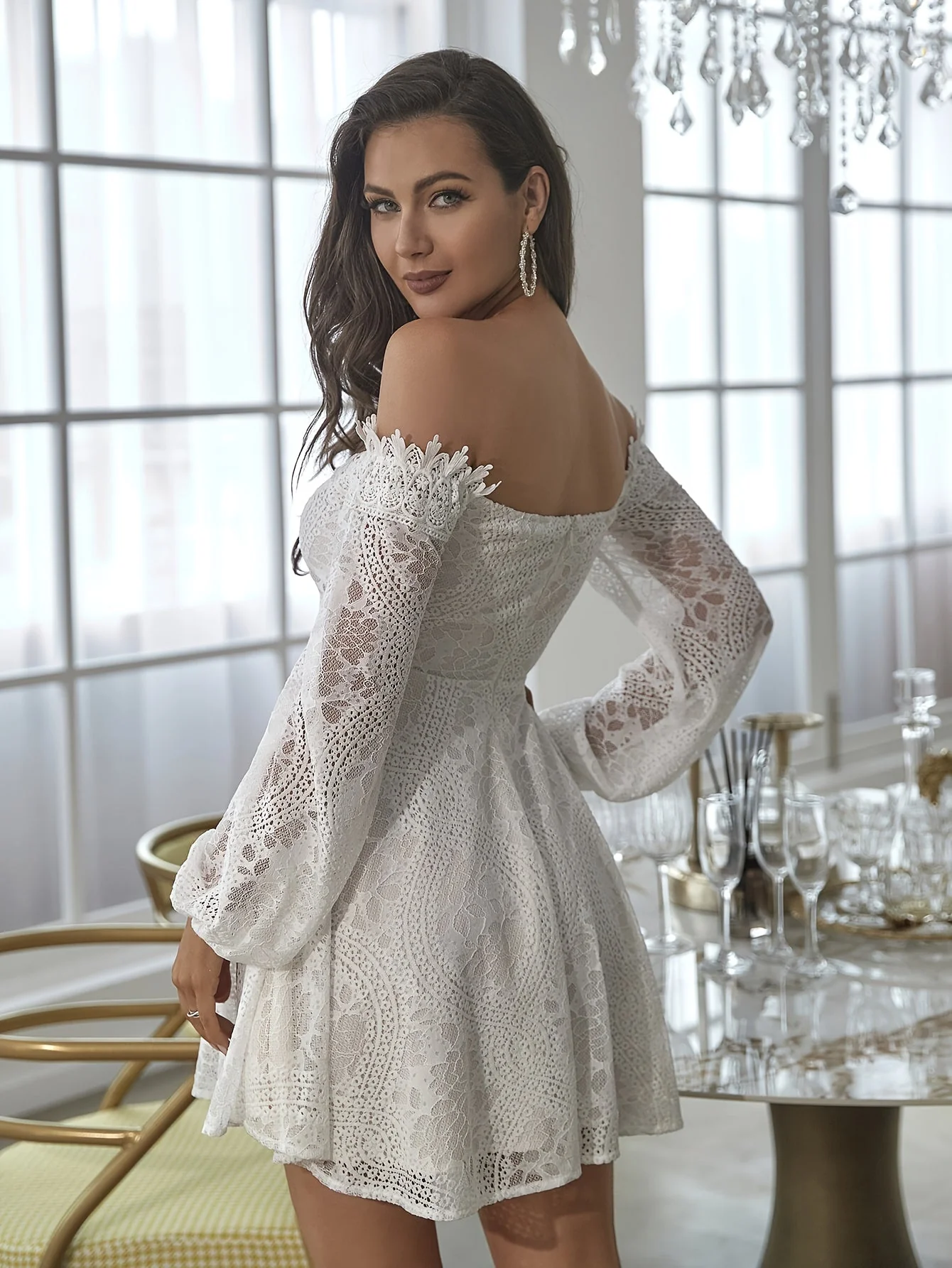 Robe élégante à épaules dénudées style bohème pour femme – Soirée, cocktail, printemps/été - Image 9