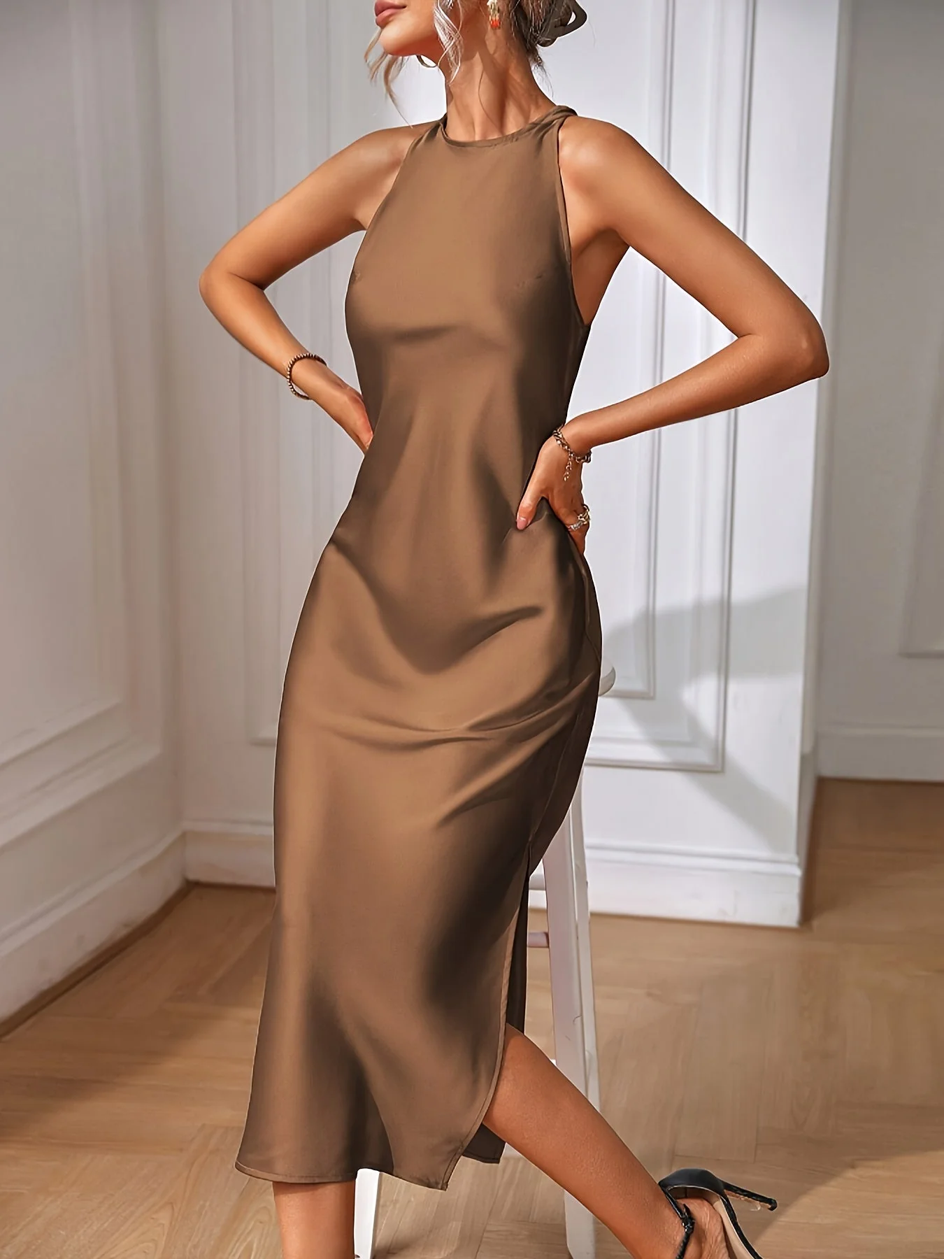 Robe Élégante Femme Coupe Droite Style Décontracté pour Soirée ou Quotidien - Image 4