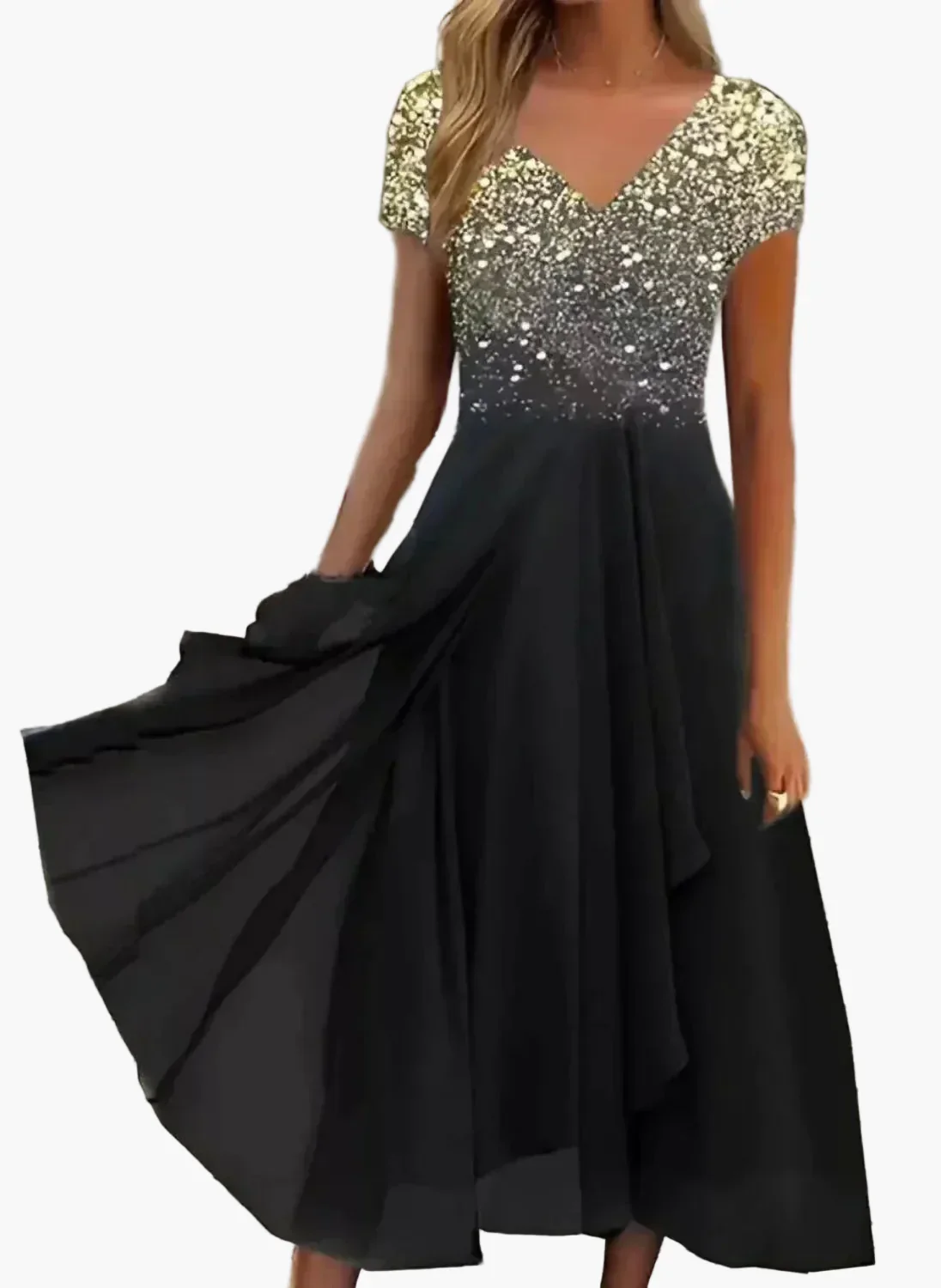 Robe élégante femme soirée chic à fleurs dégradées style moderne - Image 3