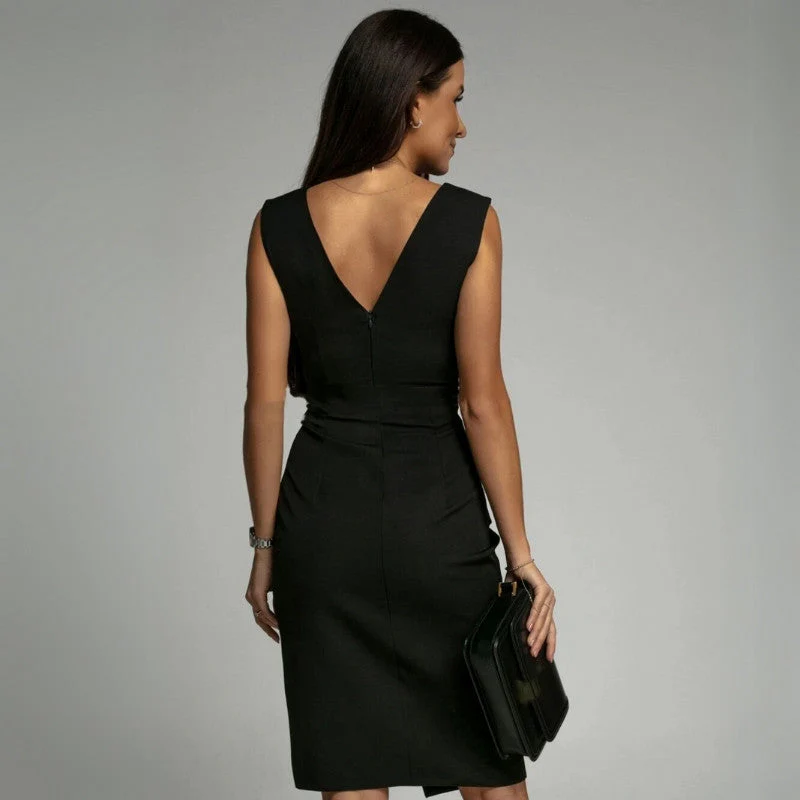 Robe élégante femme soirée fendue col croisé style chic événement habillé - Image 13