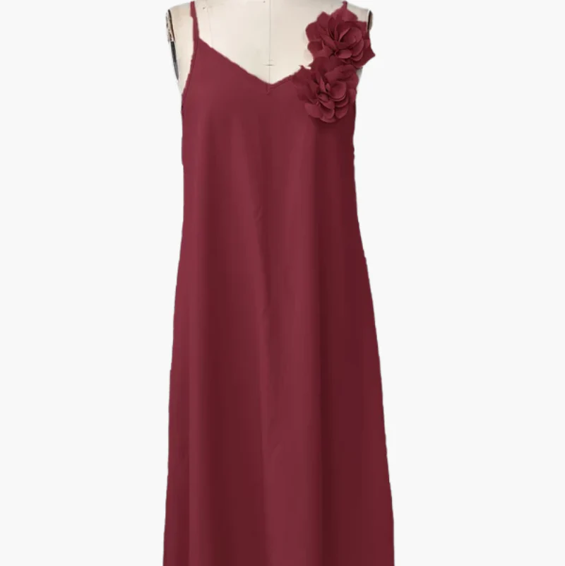 Robe élégante femme style bohème à fleurs 3D épaules, décontractée pour printemps et été - Image 11