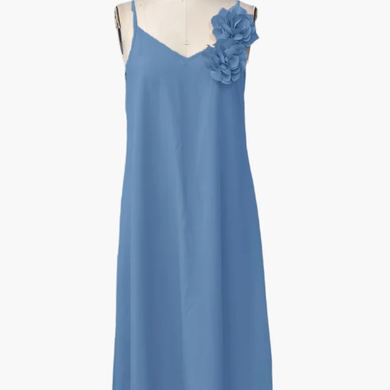 Robe élégante femme style bohème à fleurs 3D épaules, décontractée pour printemps et été - Image 12