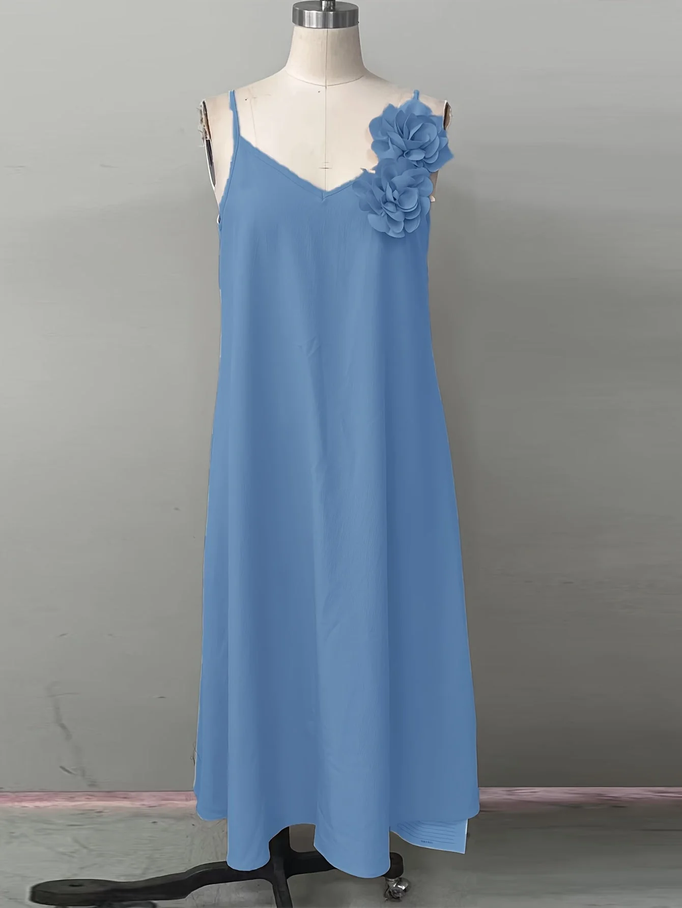 Robe élégante femme style bohème à fleurs 3D épaules, décontractée pour printemps et été - Image 4