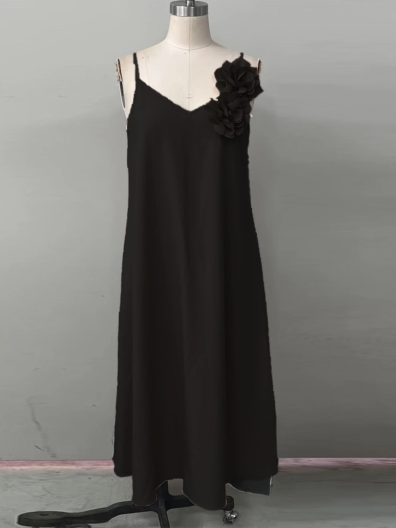 Robe élégante femme style bohème à fleurs 3D épaules, décontractée pour printemps et été - Image 5