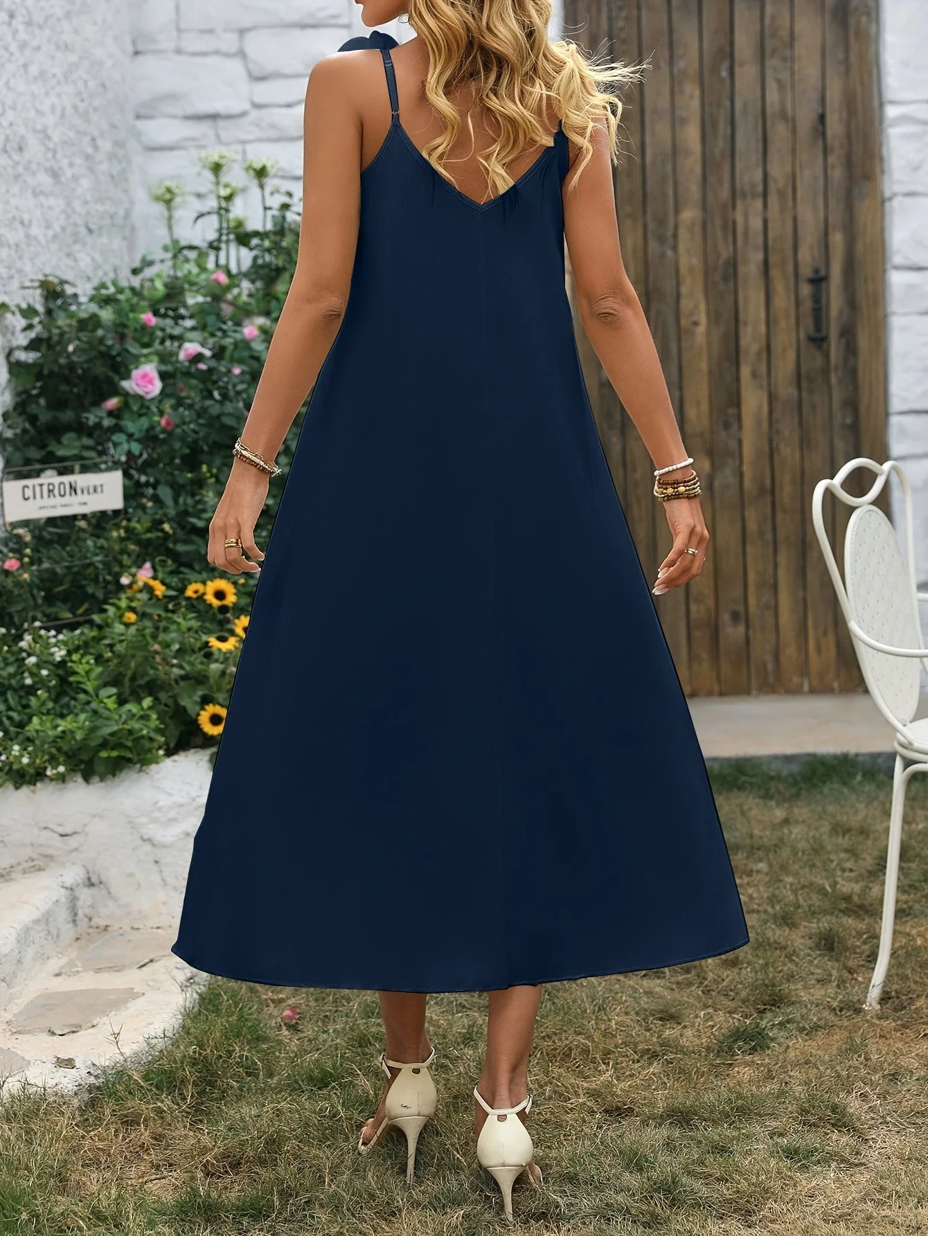 Robe élégante femme style bohème à fleurs 3D épaules, décontractée pour printemps et été - Image 6