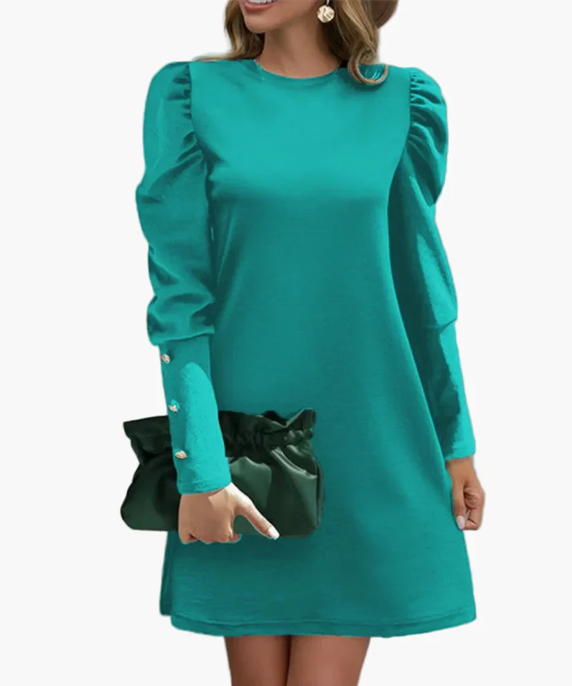 Robe élégante à manches longues bouffantes pour femme – Style chic pour occasions spéciales - Image 10