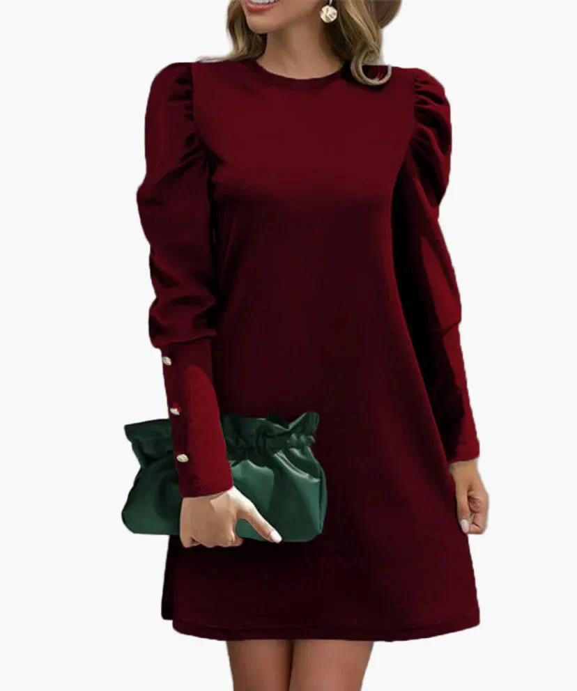 Robe élégante à manches longues bouffantes pour femme – Style chic pour occasions spéciales - Image 11