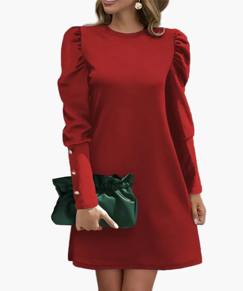Robe élégante à manches longues bouffantes pour femme – Style chic pour occasions spéciales - Image 3