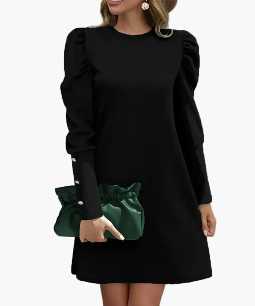 Robe élégante à manches longues bouffantes pour femme – Style chic pour occasions spéciales - Image 5