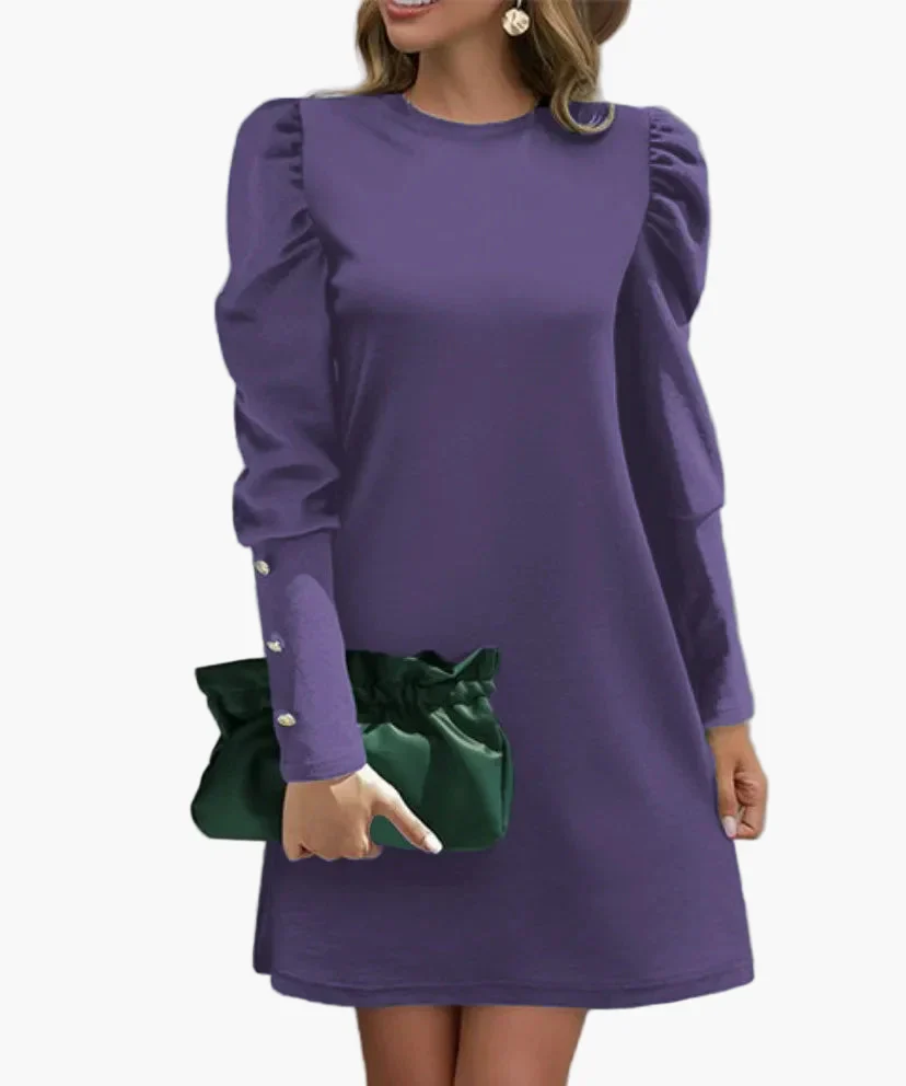 Robe élégante à manches longues bouffantes pour femme – Style chic pour occasions spéciales - Image 7
