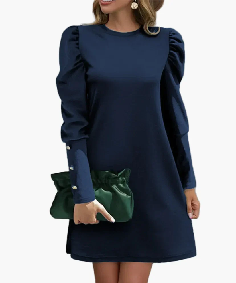 Robe élégante à manches longues bouffantes pour femme – Style chic pour occasions spéciales - Image 9