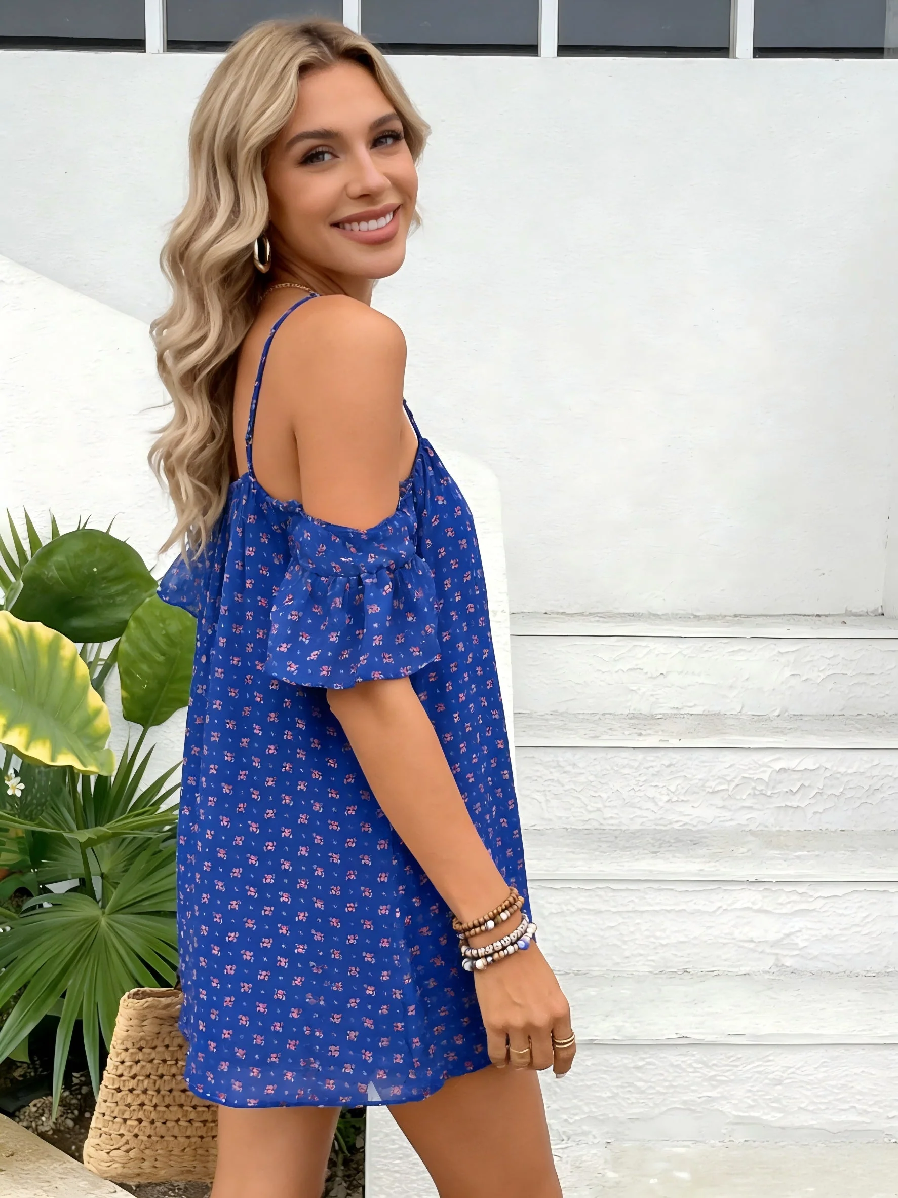 Robe d'été décontractée à épaules dénudées pour femme, style bohème, idéale pour la plage ou les sorties - Image 5