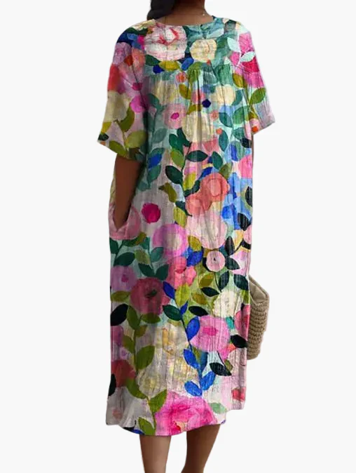 Robe d'été décontractée femme coupe ample style floral bohème - Image 2