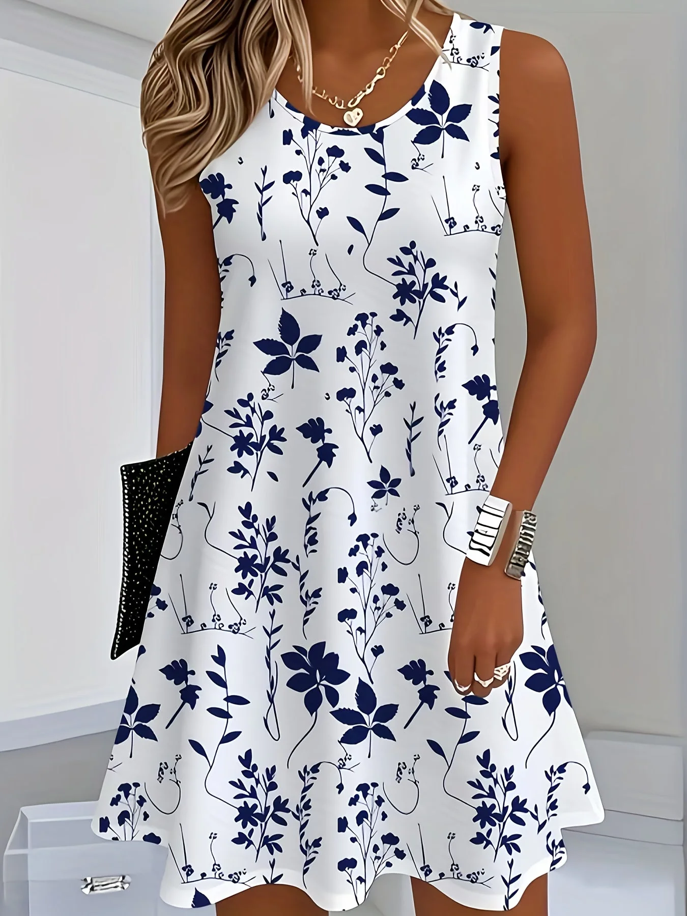 Robe d'été décontractée sans manches femme style floral chic - Image 3