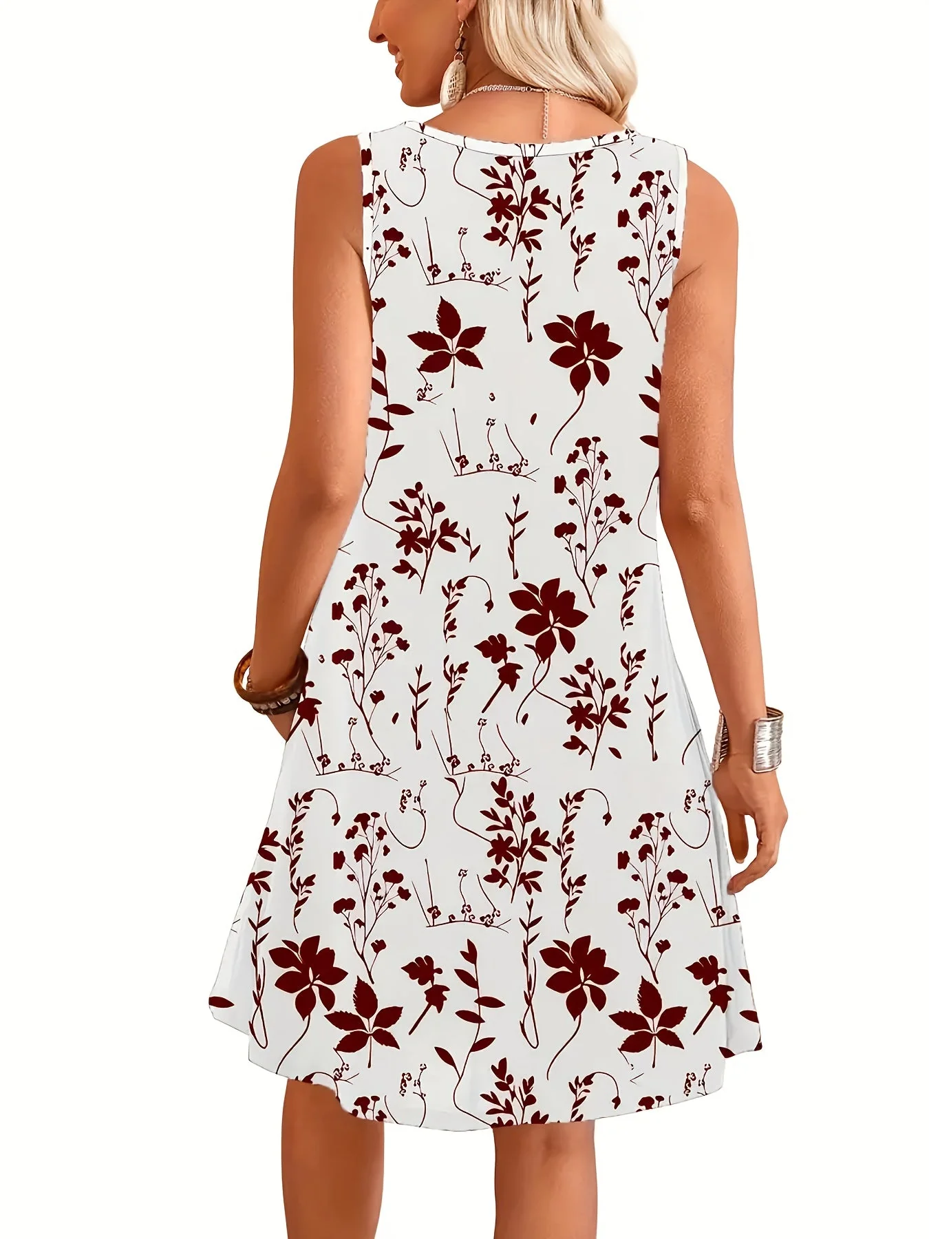 Robe d'été décontractée sans manches femme style floral chic - Image 7