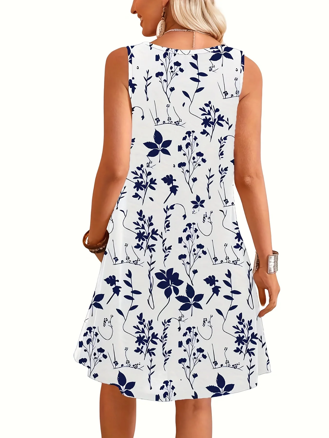 Robe d'été décontractée sans manches femme style floral chic - Image 8