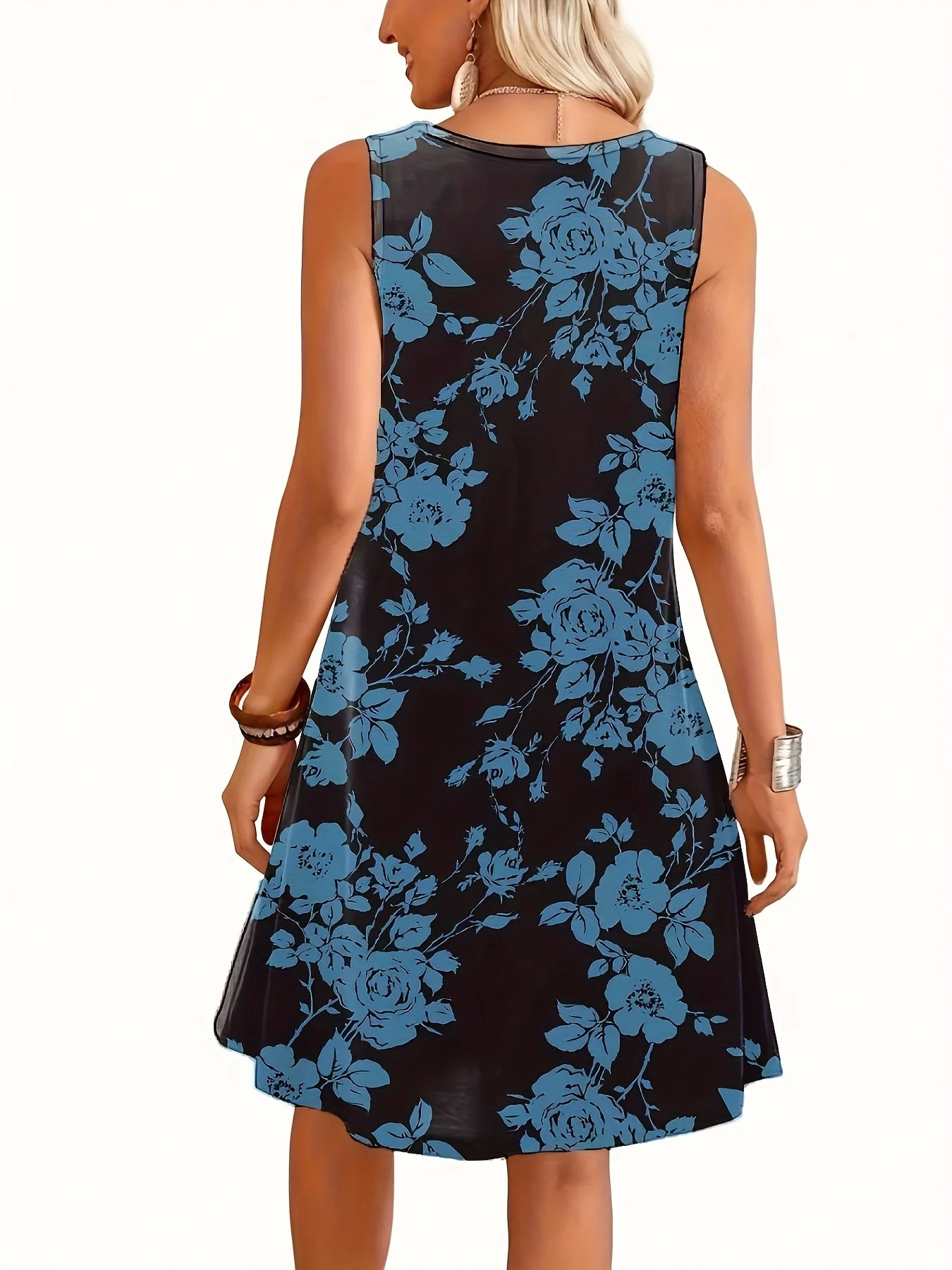 Robe d'été décontractée sans manches femme style floral chic - Image 9