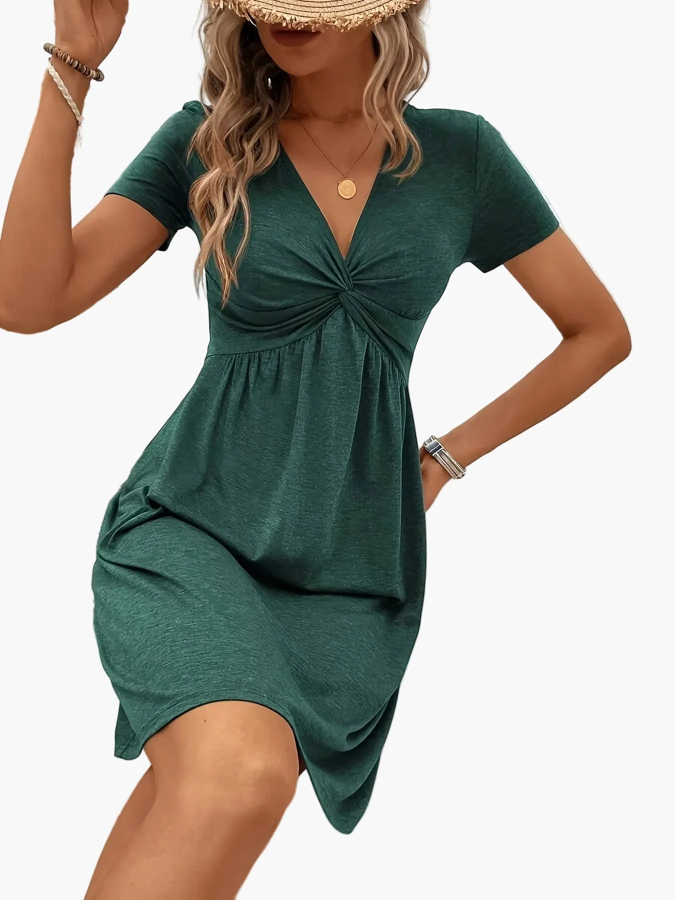Robe d'été élégante pour femme à col en V, style décontracté et chic, idéale pour les vacances - Image 8