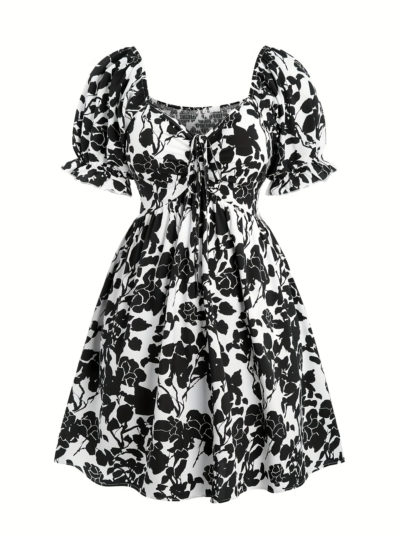 Robe d'été élégante à manches bouffantes pour femme, style floral ample, col en V, idéale pour les vacances - Image 10