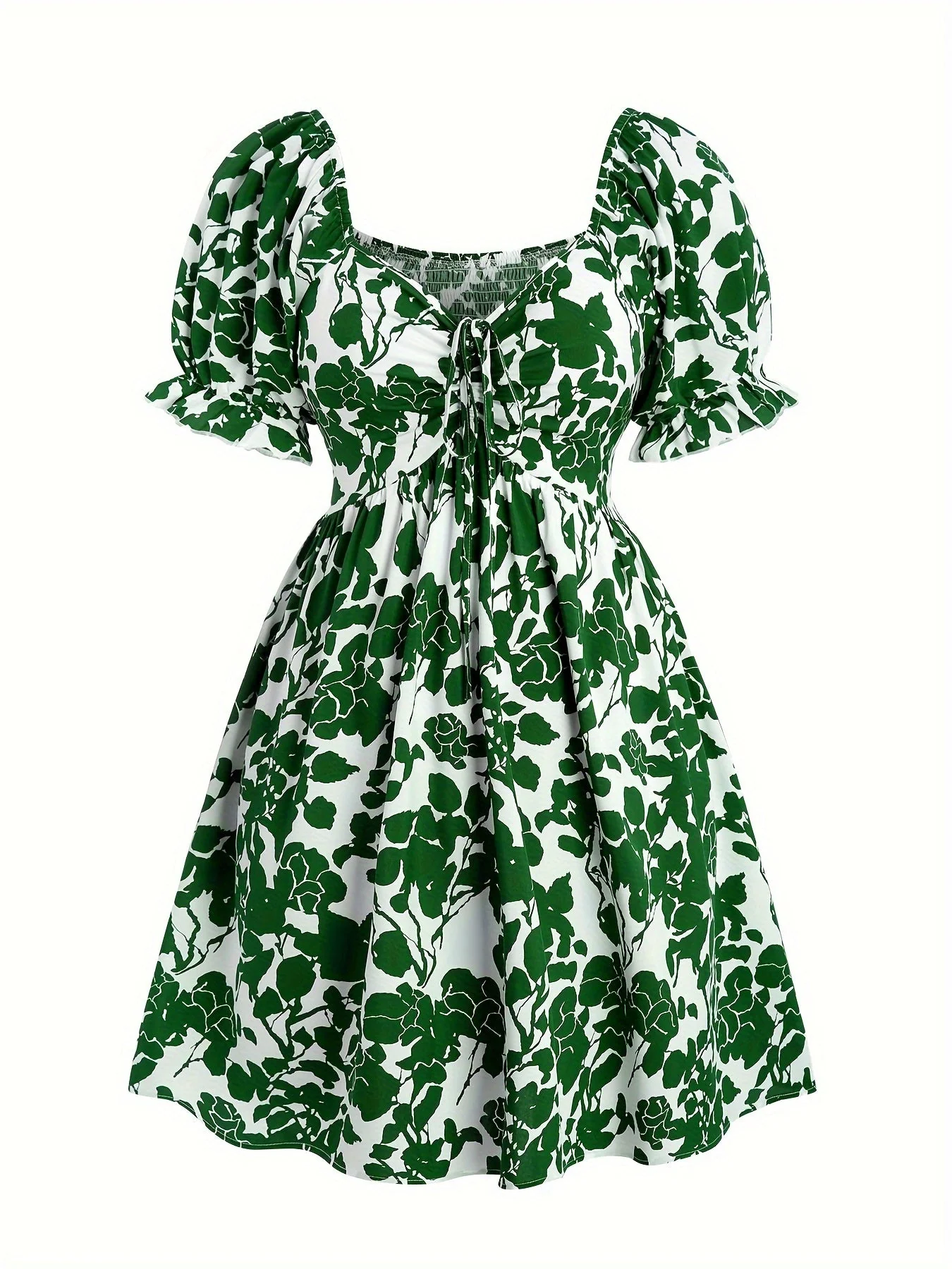 Robe d'été élégante à manches bouffantes pour femme, style floral ample, col en V, idéale pour les vacances - Image 8