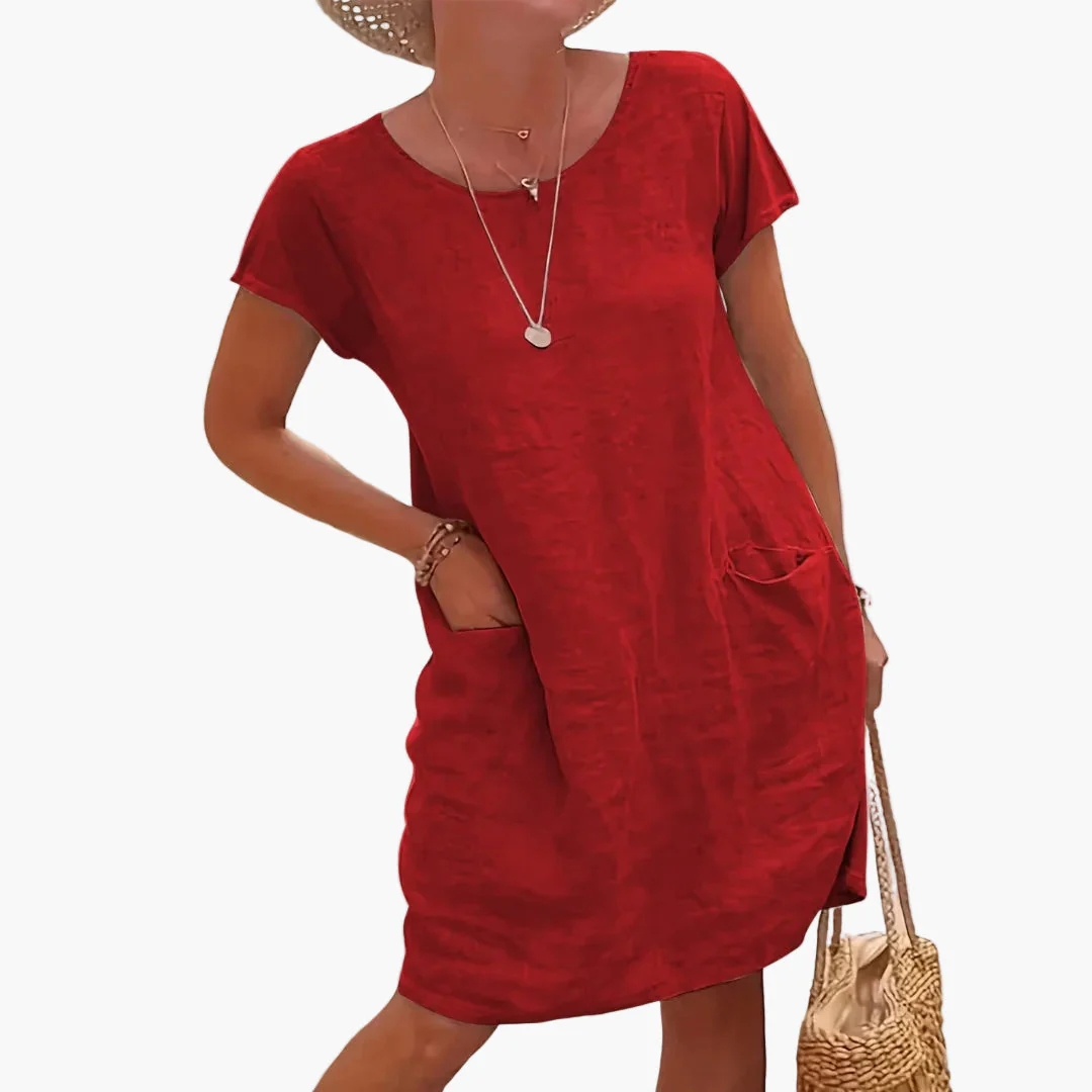Robe d'été femme décontractée à manches courtes avec poches – Style idéal pour la plage et les vacances - Image 3