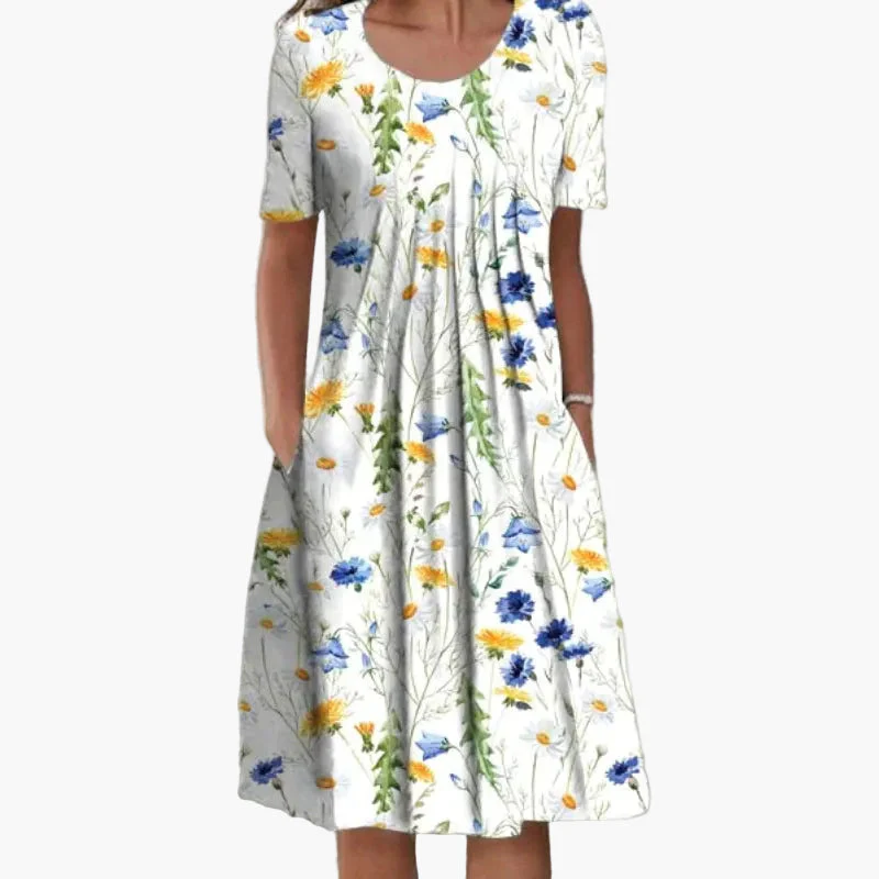 Robe d'été femme à manches courtes, style décontracté, imprimé fleuri, idéale pour les journées ensoleillées - Image 2