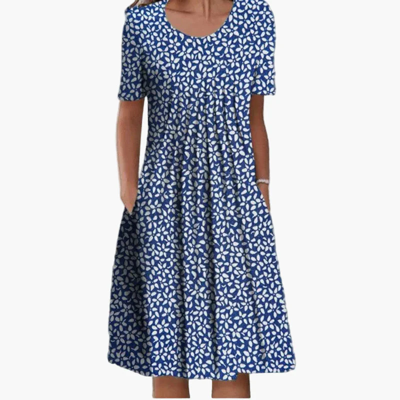 Robe d'été femme à manches courtes, style décontracté, imprimé fleuri, idéale pour les journées ensoleillées - Image 3