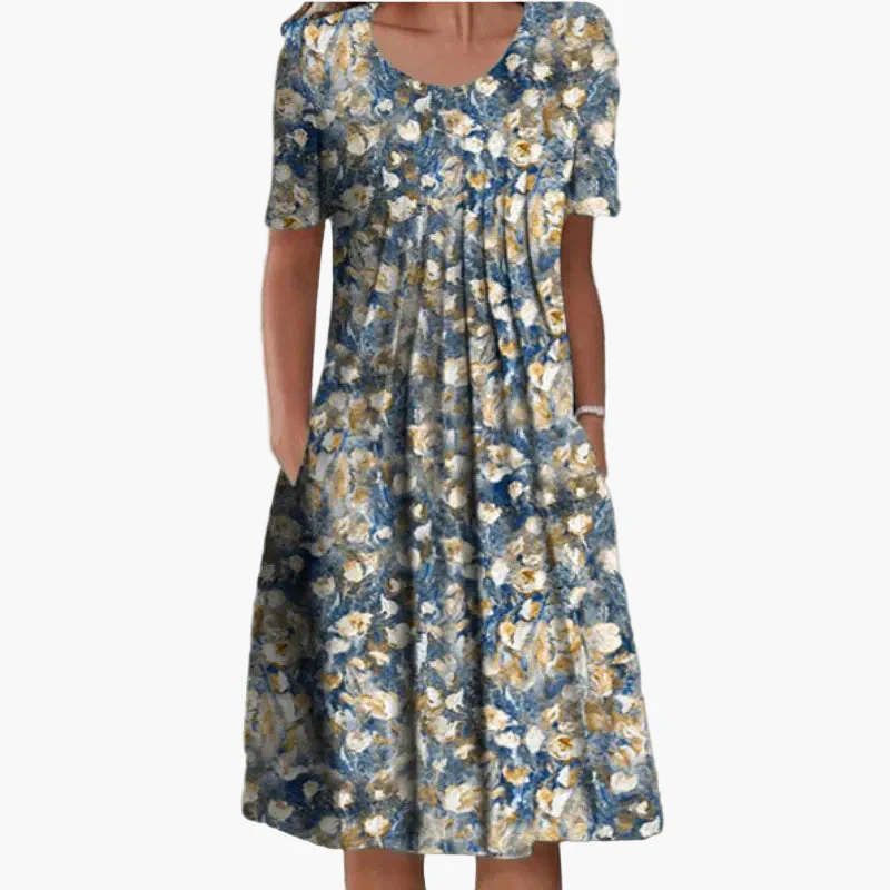 Robe d'été femme à manches courtes, style décontracté, imprimé fleuri, idéale pour les journées ensoleillées - Image 5