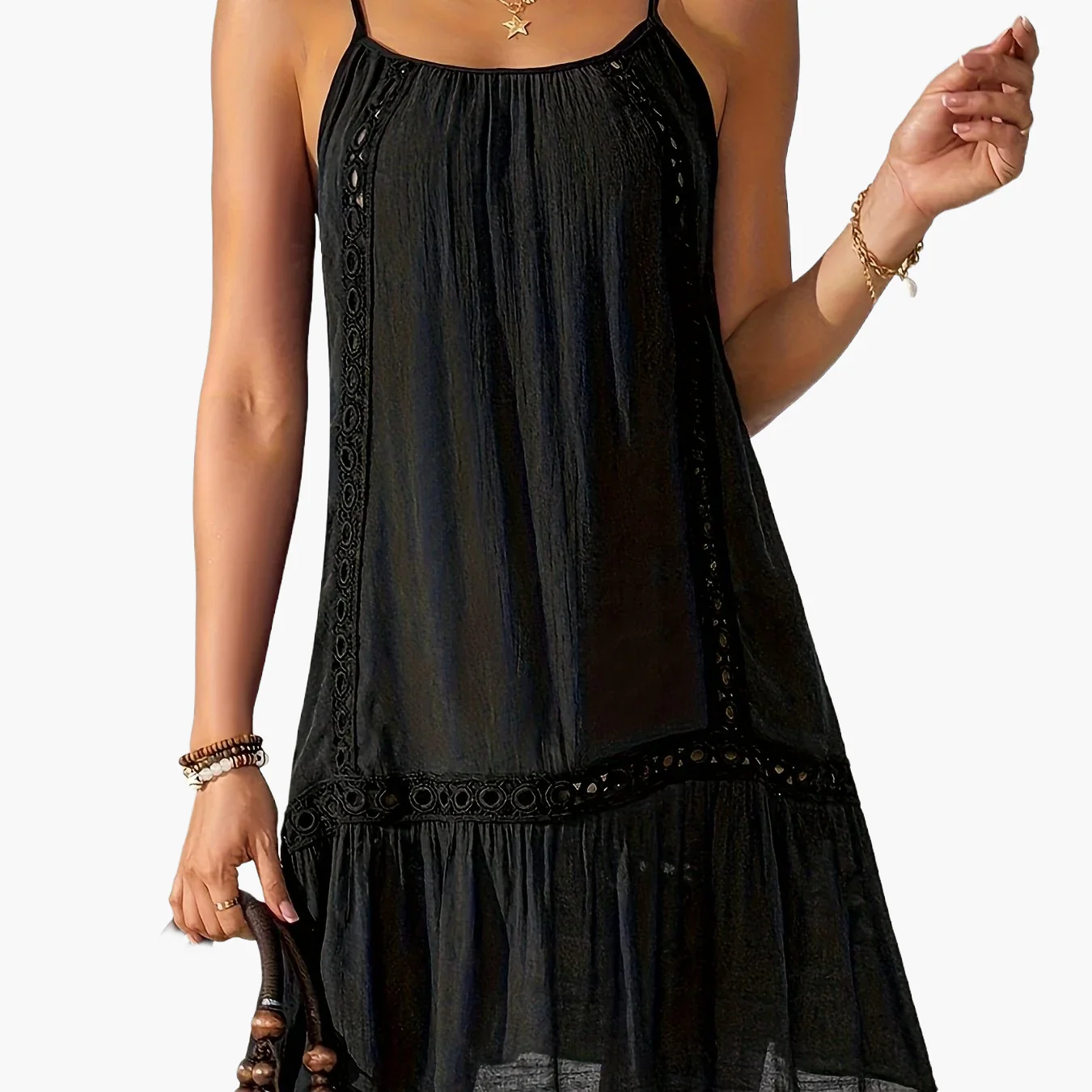 Robe d'été femme style bohème à bretelles fines, look décontracté chic, idéale plage et vacances - Image 11
