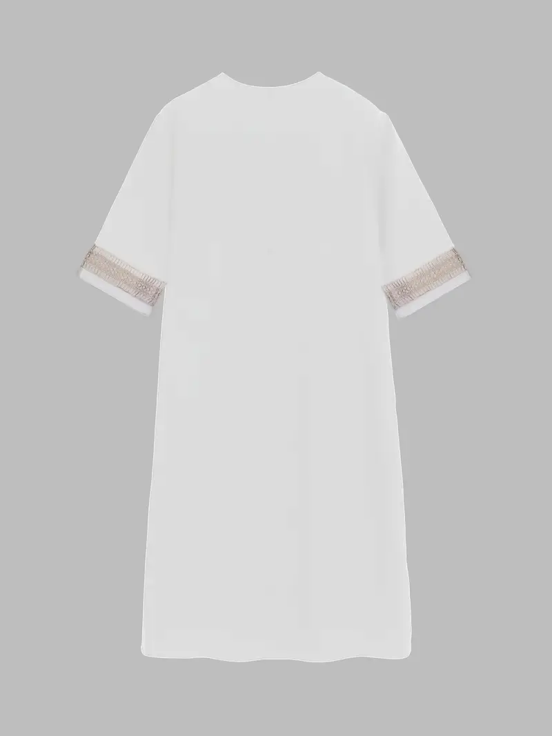 Robe d'été femme style bohème chic col V manches 3/4 pour look décontracté et élégant - Image 3