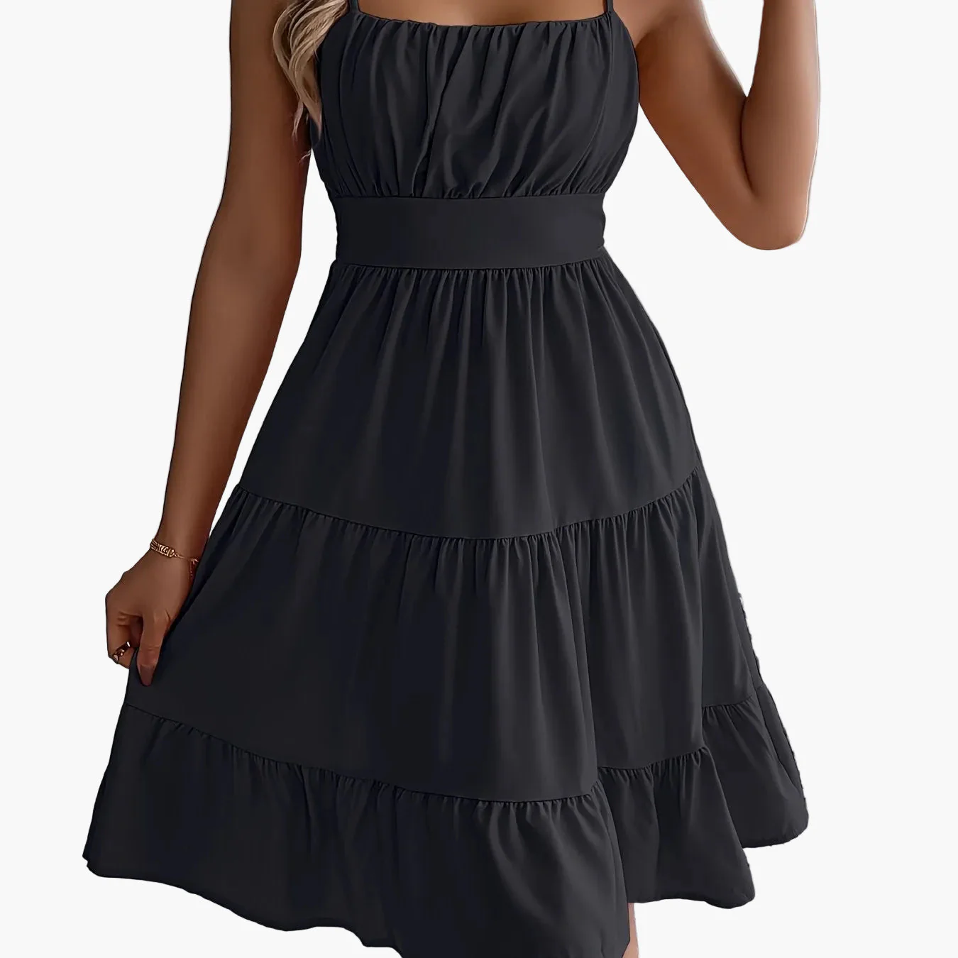 Robe d'été femme style décontracté à bretelles fines, volants, allure vacances - Image 16