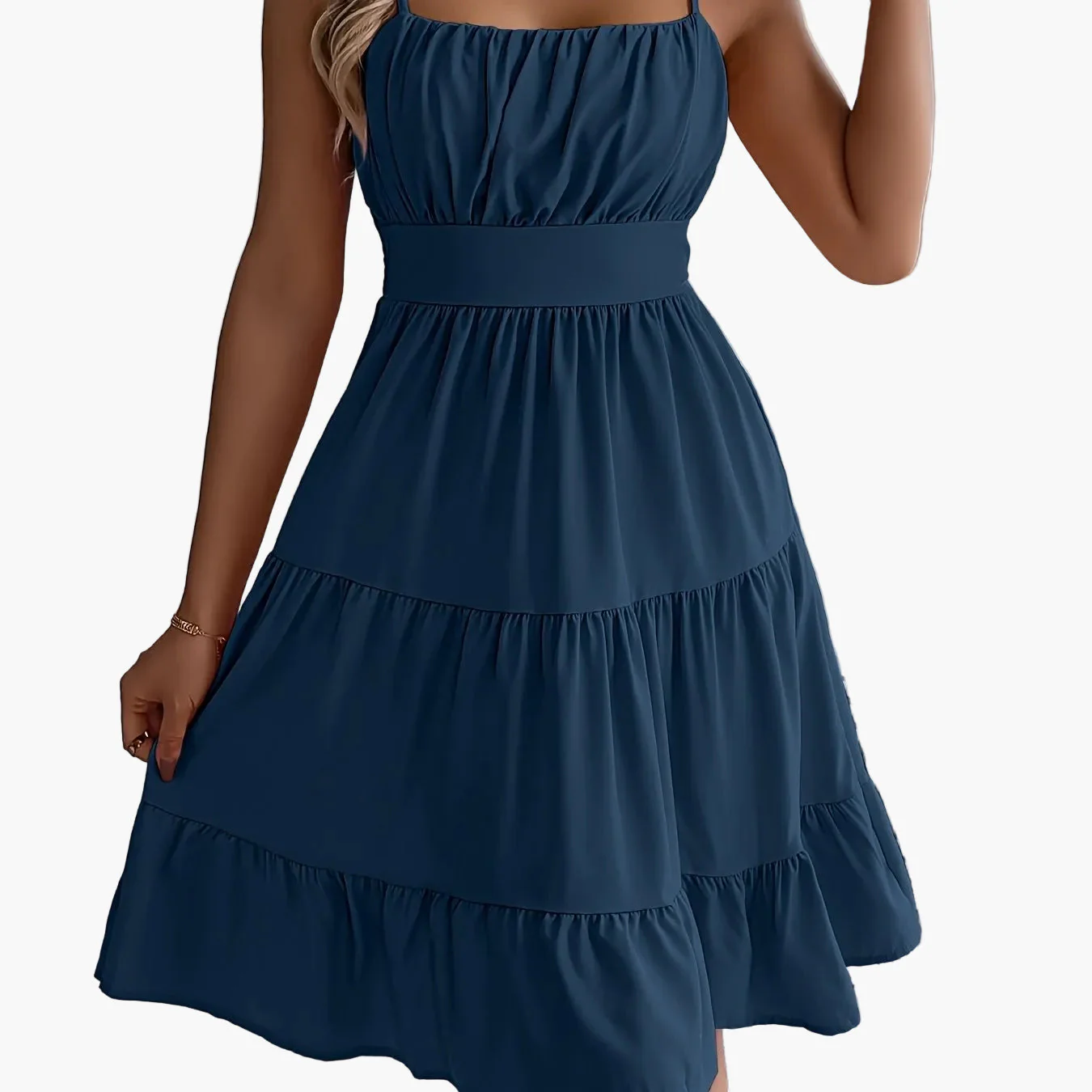 Robe d'été femme style décontracté à bretelles fines, volants, allure vacances - Image 17