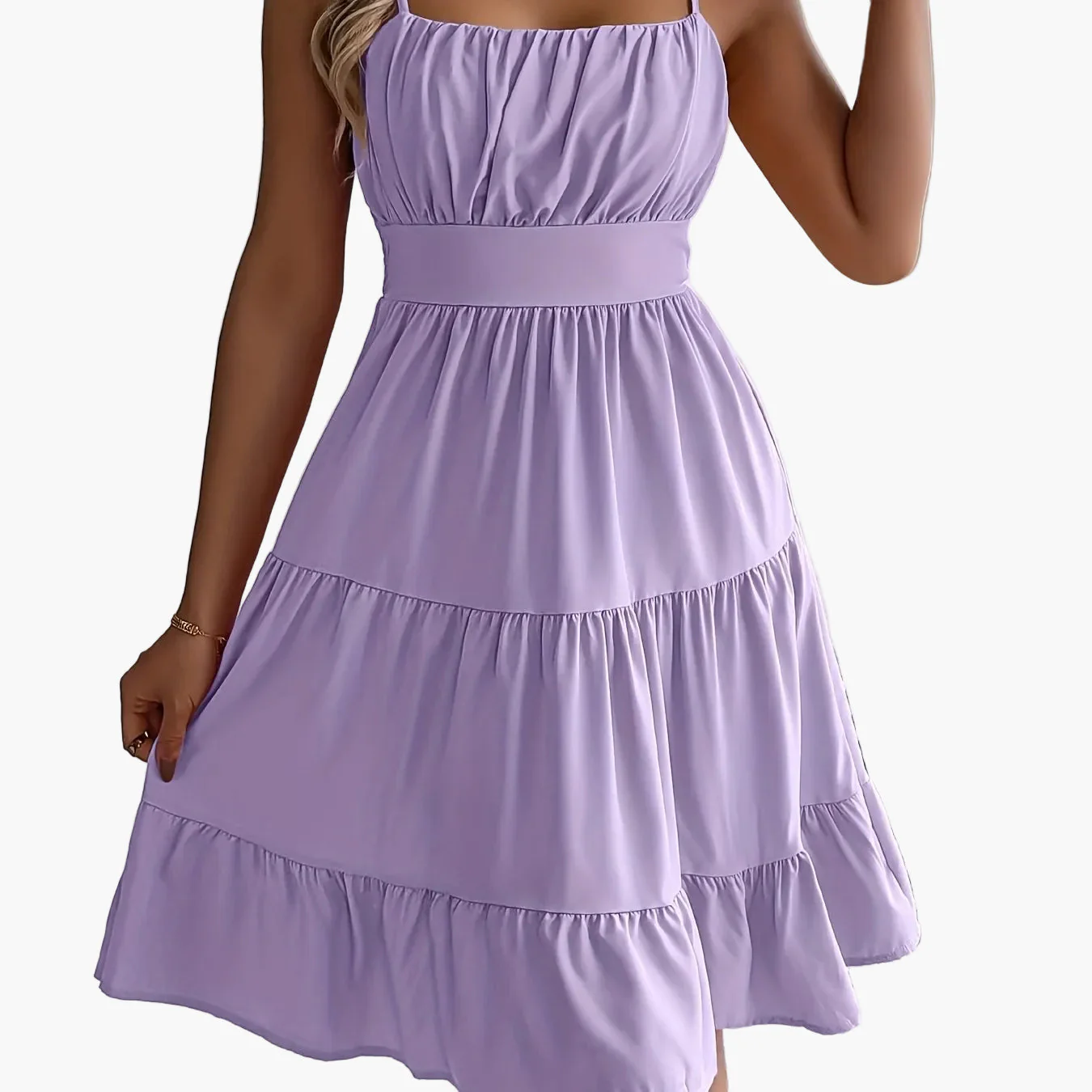 Robe d'été femme style décontracté à bretelles fines, volants, allure vacances - Image 18