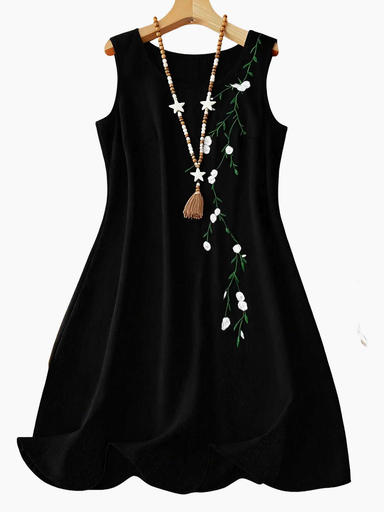 Robe d'été femme style décontracté sans manches à motif fleuri brodé - Image 6