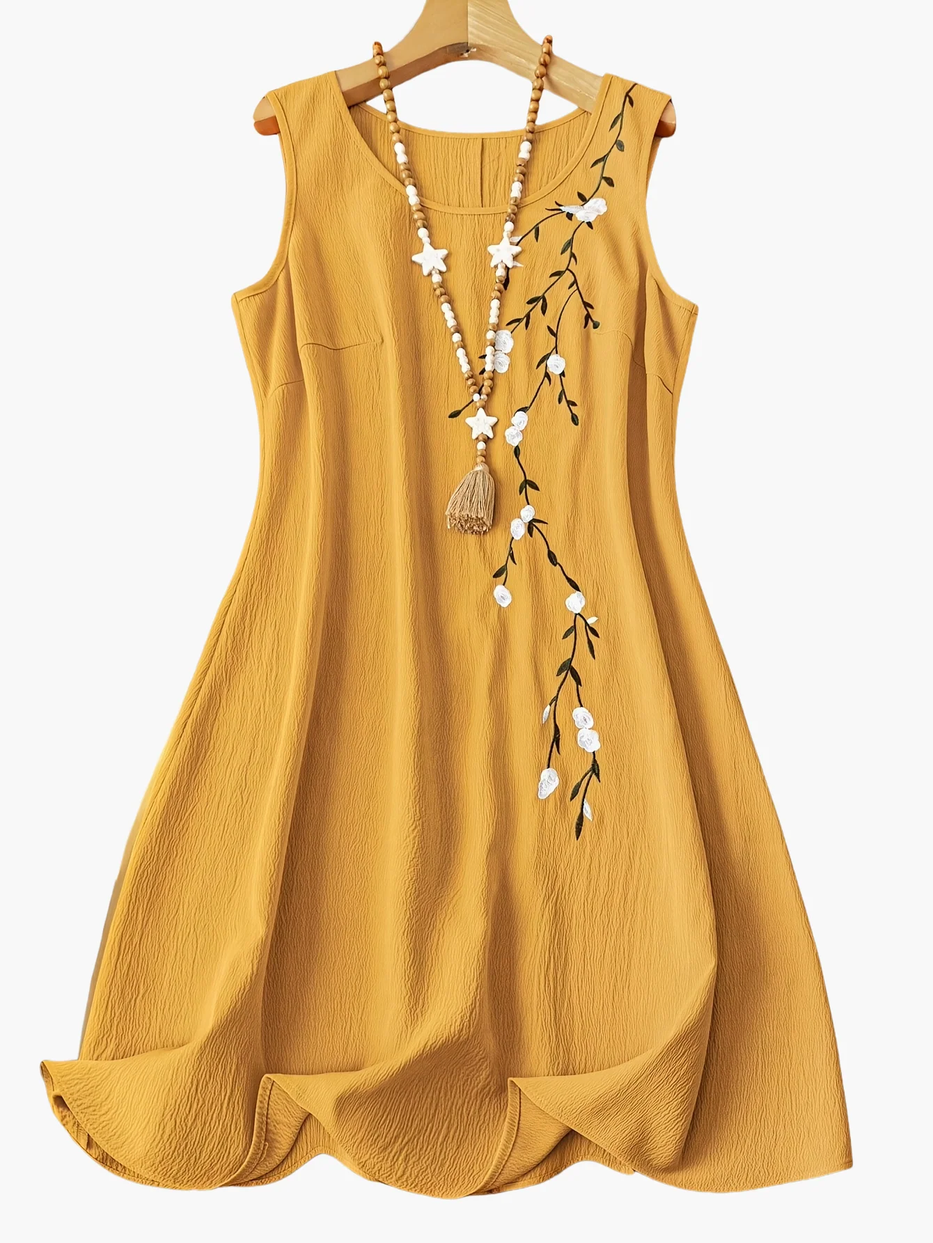 Robe d'été femme style décontracté sans manches à motif fleuri brodé - Image 7