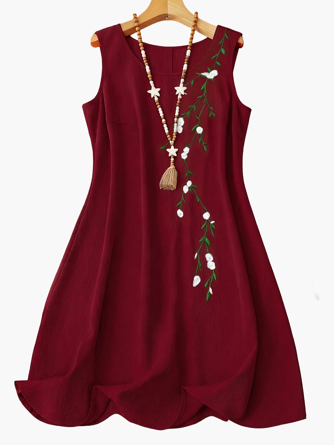 Robe d'été femme style décontracté sans manches à motif fleuri brodé - Image 8