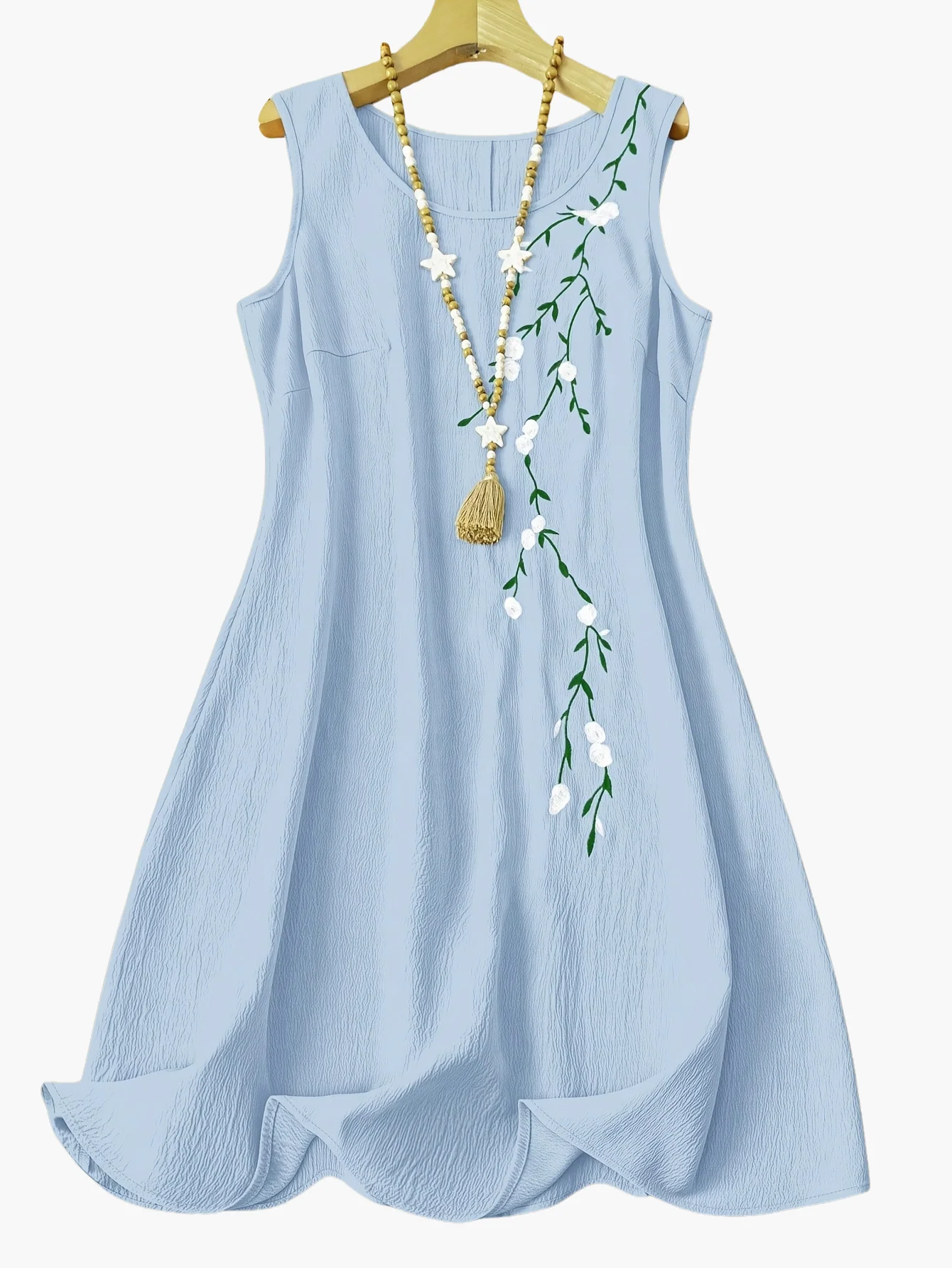 Robe d'été femme style décontracté sans manches à motif fleuri brodé - Image 9