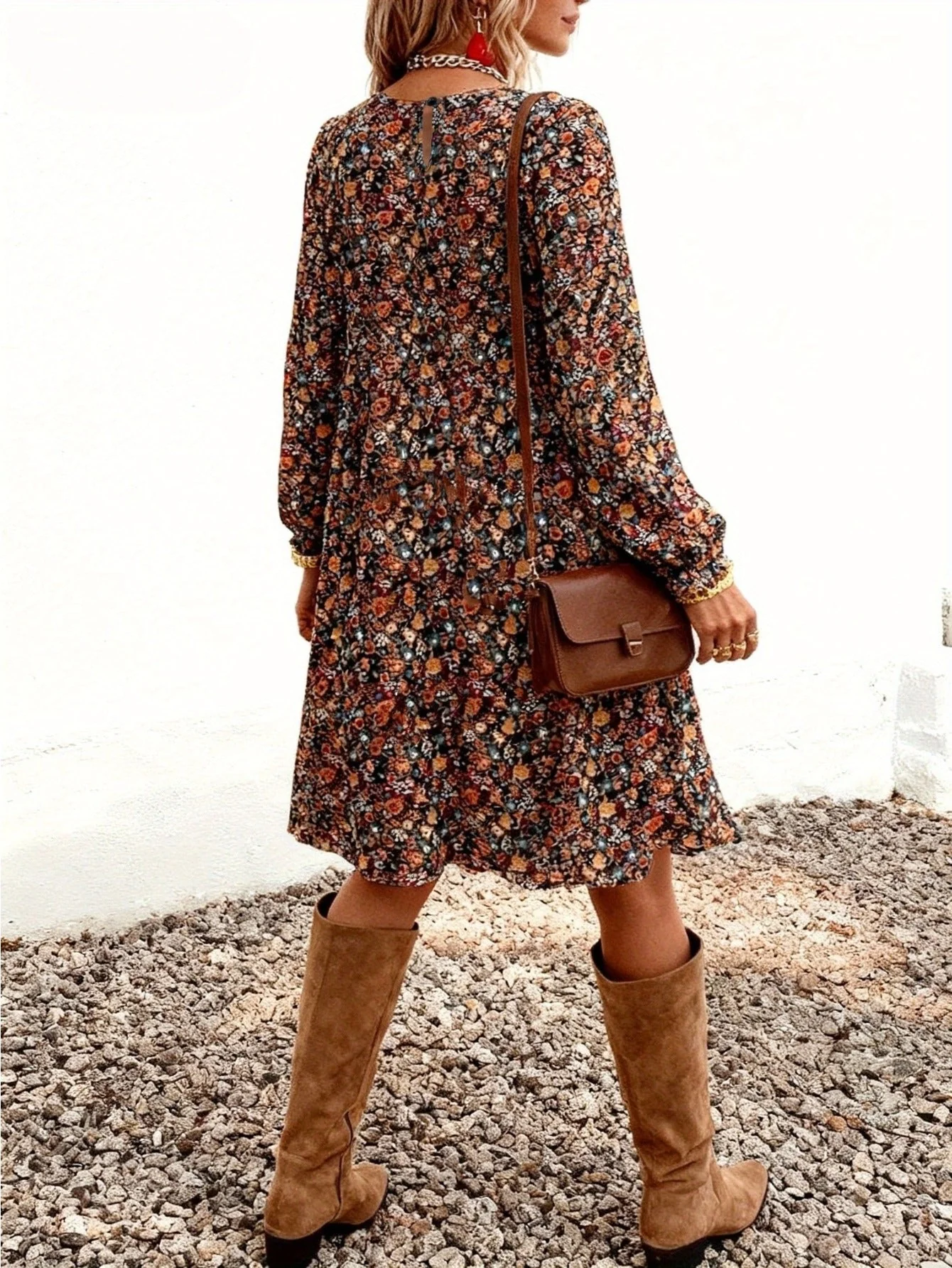Robe Femme Chic à Motifs Floraux, Style Bohème Élégant, Idéale Printemps Été - Image 3